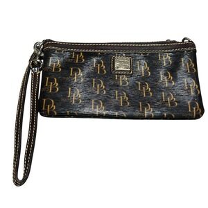 Dooney & Bourke Brown T Moro Tmoro Leather Slim Wristlet Y2K Logo Gift